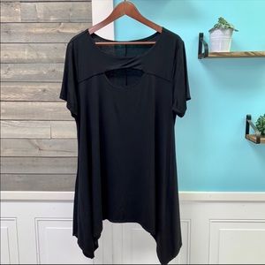 🅱️ SOL Long Comfy Black Short Sleeve Tunic Top XL